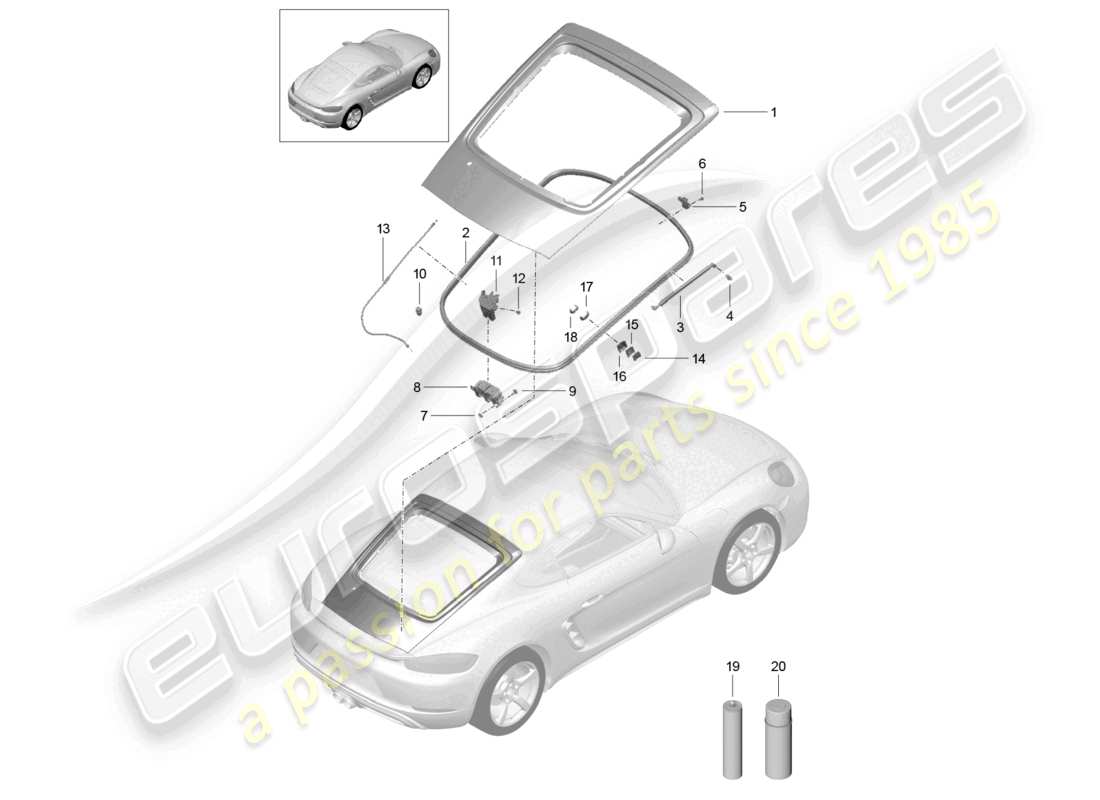 porsche 2022 (718 cayman) abdeckung hinten teilediagramm