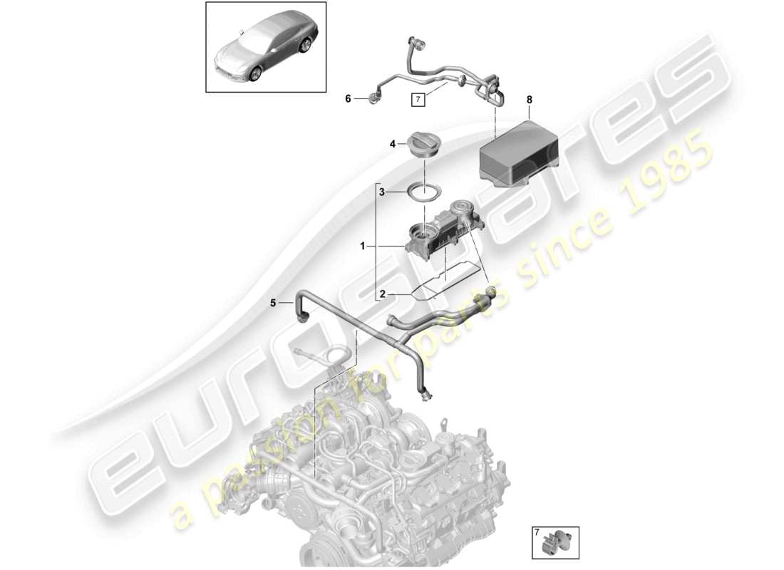 porsche 2021 (panamera 971-1) kurbelgehäuseentlüftung teilediagramm