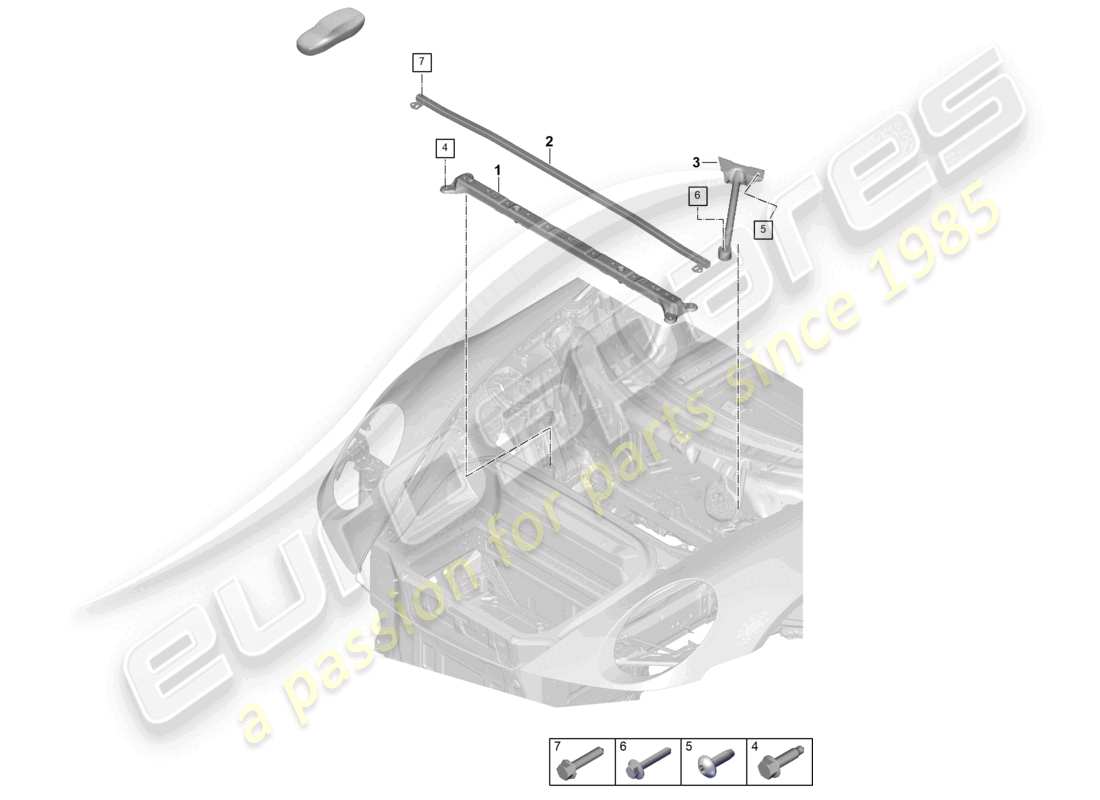 porsche 2024 (992-2) domstrebe vorne zubehör teilediagramm