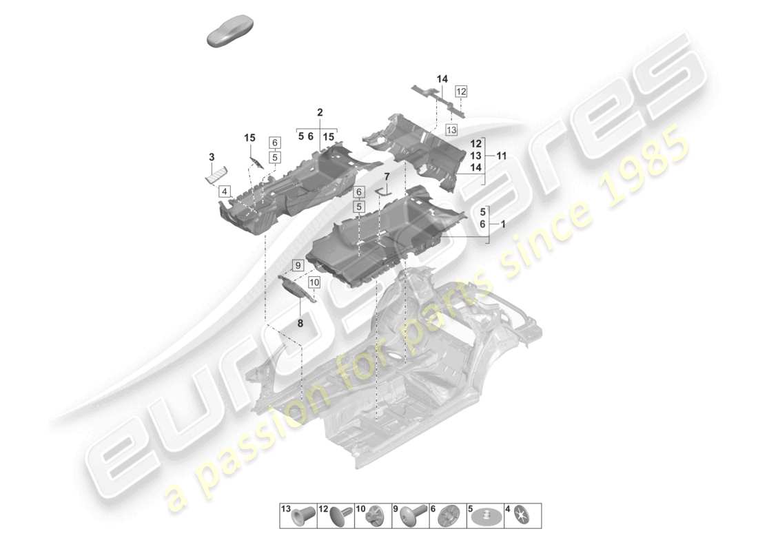 porsche 2023 (panamera 971-2) bodenbeläge - ersatzteildiagramm