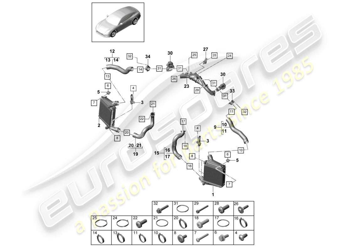 porsche 2021 (panamera 971-1) ladeluftkühler-druckrohr teilediagramm