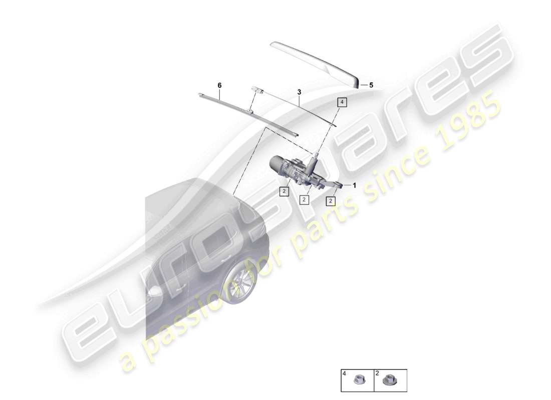porsche 2025 (cayenne e3 pa) heckscheibenwischer teilediagramm