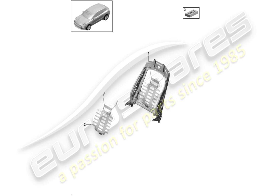 porsche 2024 (macan) rückenlehnenrahmen zubehör sonstiges komfortsitz teilediagramm