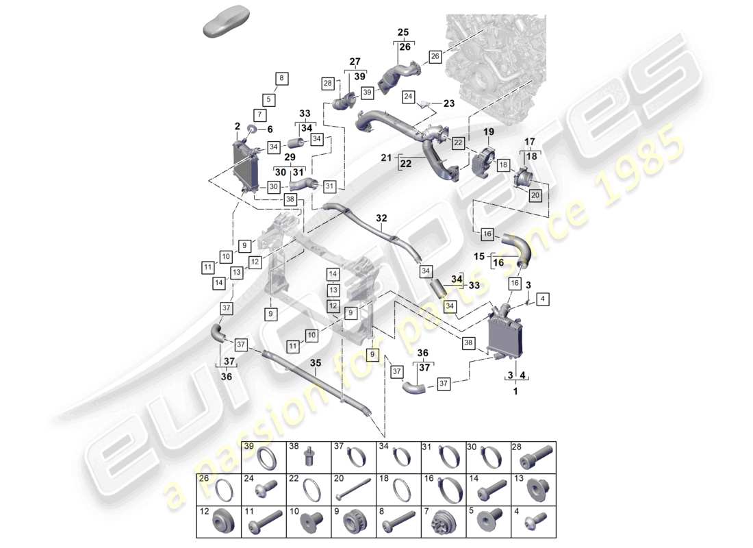 porsche 2025 (cayenne e3 pa) ladeluftkühler druckrohr drosselklappenadapter teilediagramm