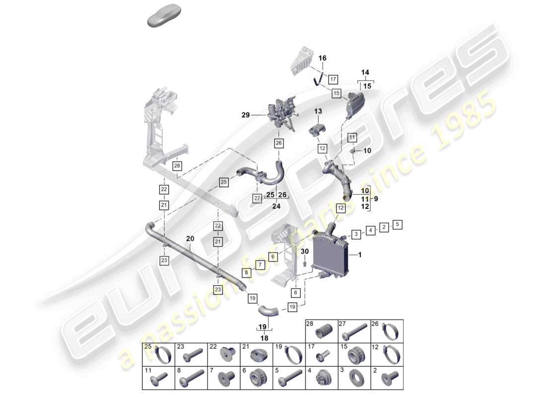 porsche 2025 (cayenne e3 pa) ladeluftkühler druckschlauch teilediagramm
