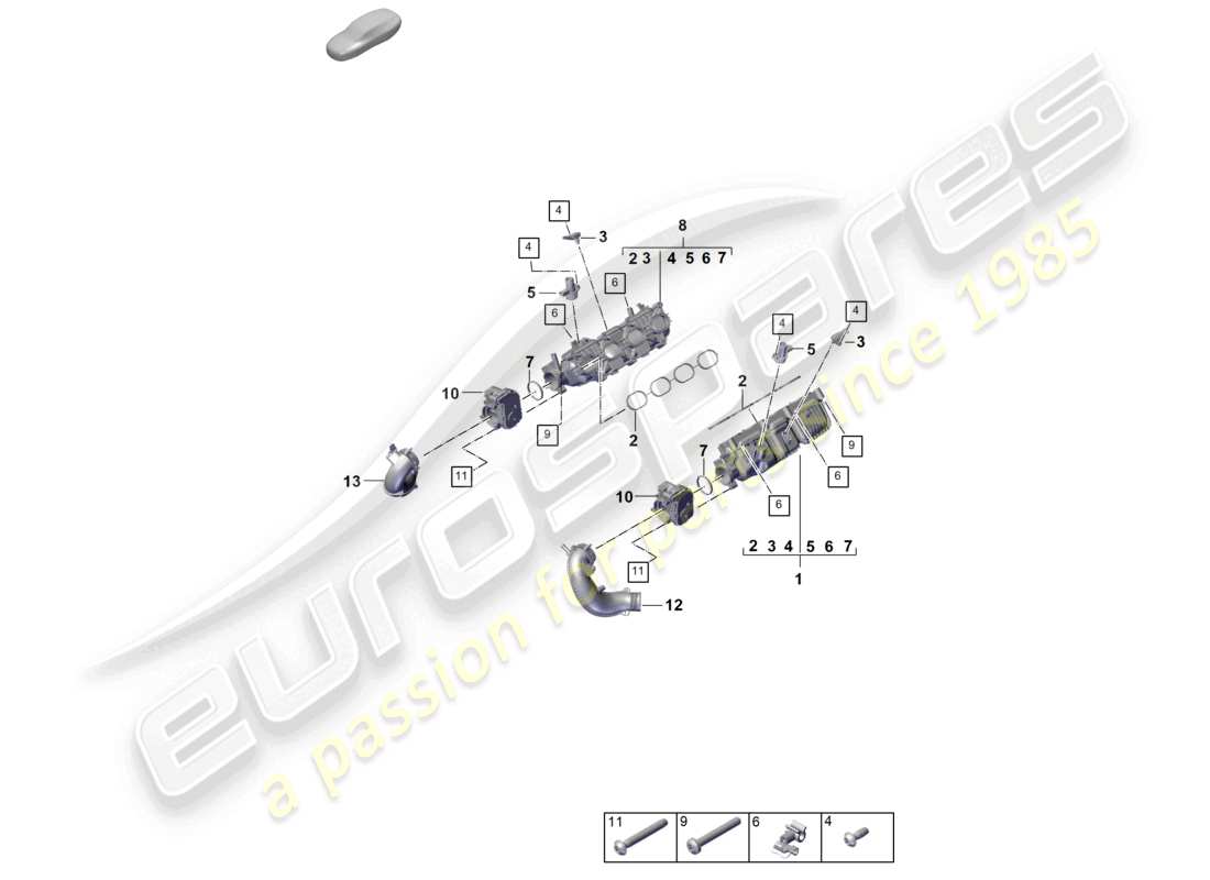 porsche 2025 (cayenne e3 pa) ansaugkrümmer-drosselklappenadapter teilediagramm