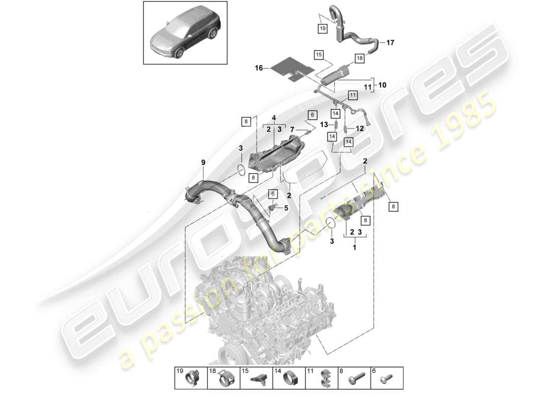 porsche 2024 (cayenne e3 9ya/9yb) ansaugkrümmerentlüftung für kraftstofftank teilediagramm