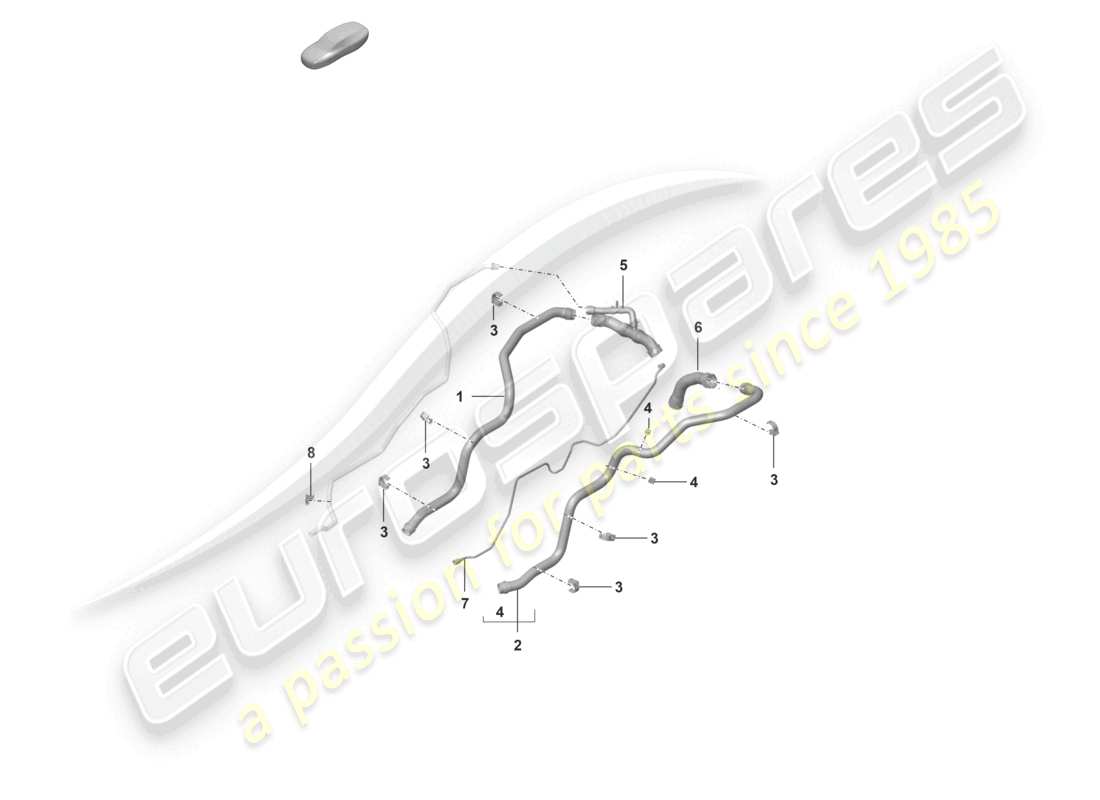porsche 2023 (992-1 gt3/rs/st) kühlmittelkühlsystem heckteil-diagramm