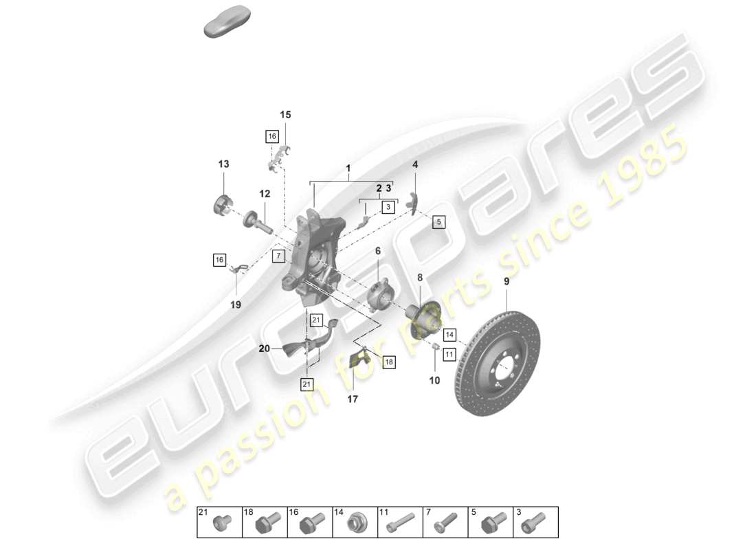 porsche 2023 (992-1 gt3/rs/st) radträger radnabe teilediagramm