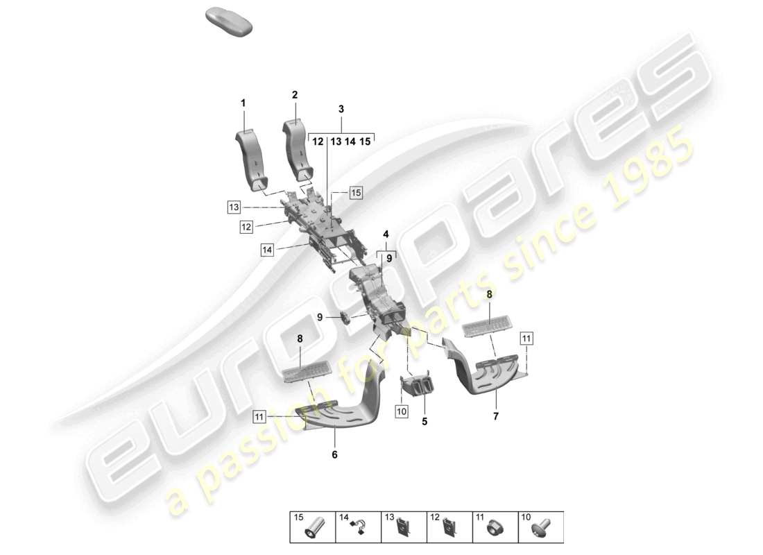 porsche 2026 (taycan 9j1-2) luftführung mittelkonsole teilediagramm