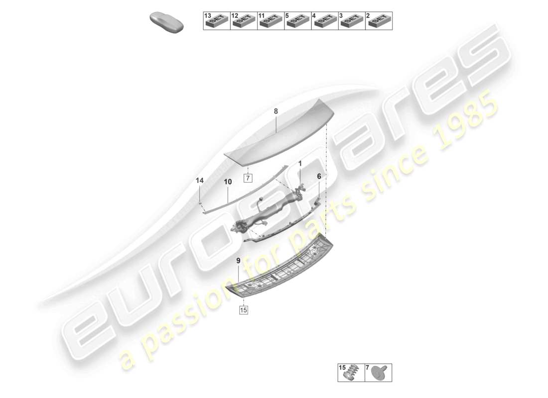 porsche 2023 (taycan 9j1-1) heckspoiler teilediagramm