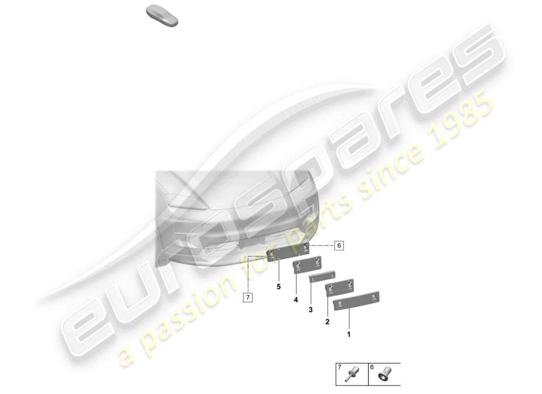 porsche 2025 (macan-e) kennzeichenhalter vorne teilediagramm