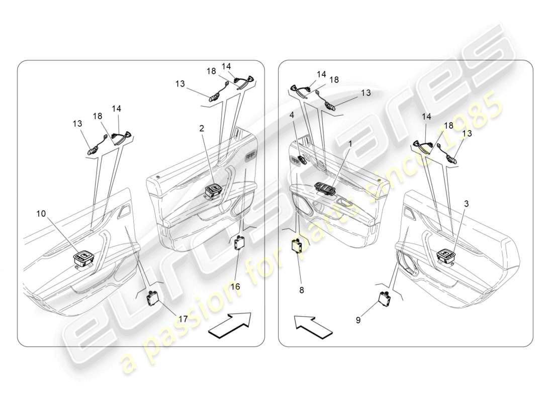 maserati ghibli (2017) türgeräte ersatzteildiagramm