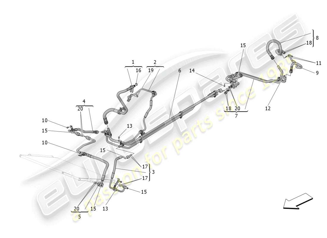 maserati mc20 cielo (2023) klimaanlage: geräte im motorraum ersatzteildiagramm