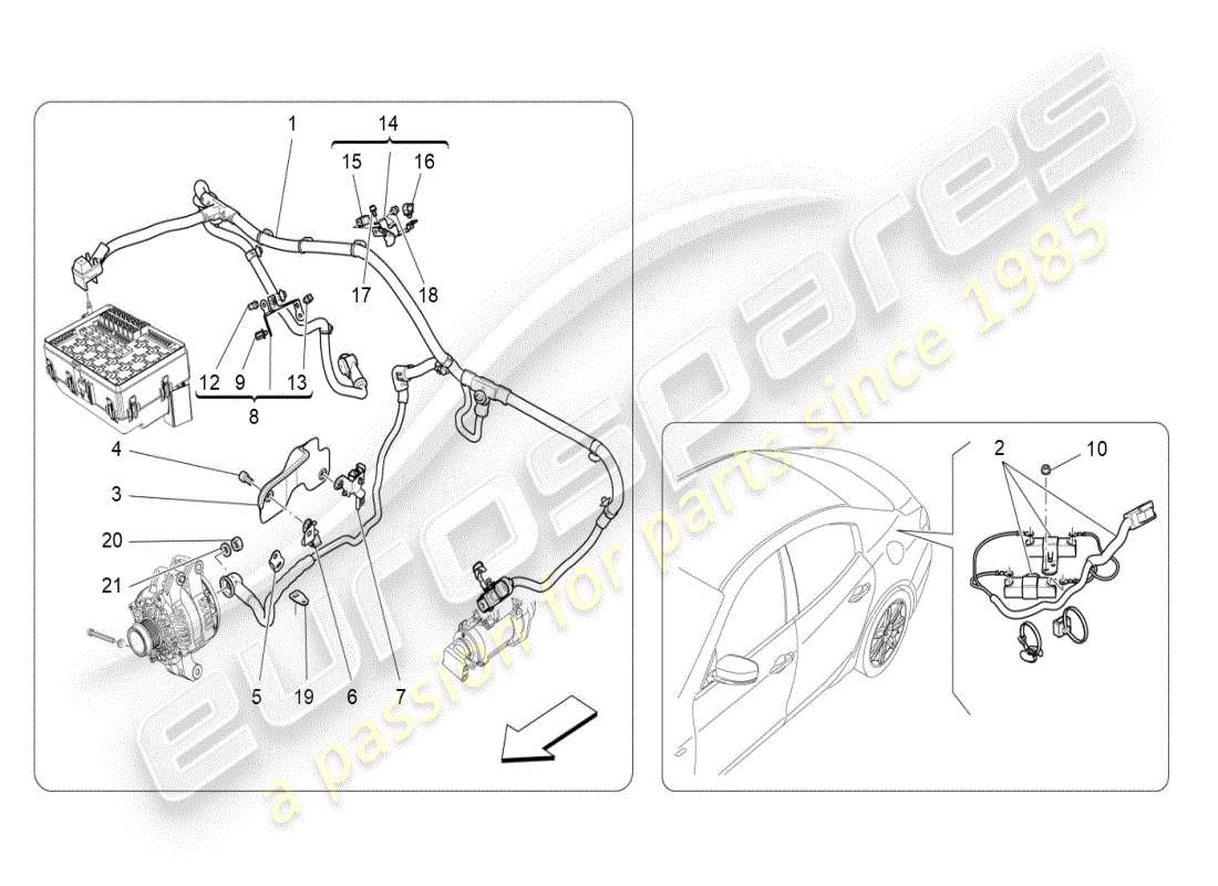 maserati ghibli (2019) hauptverkabelung teilediagramm