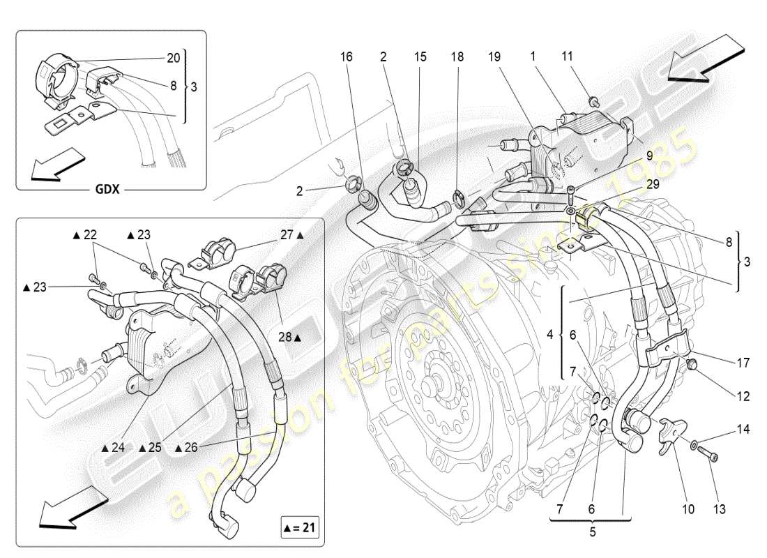 maserati ghibli (2019) schmierung und getriebeölkühlung teilediagramm