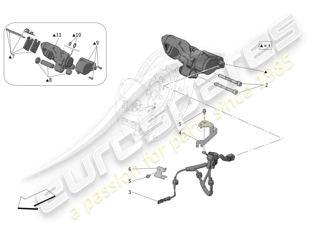 maserati mc20 cielo (2023) feststellbremse teilediagramm