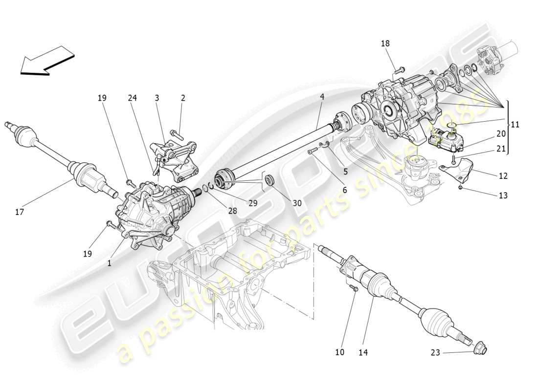 maserati levante gt (2022) vorderräder getriebe teilediagramm