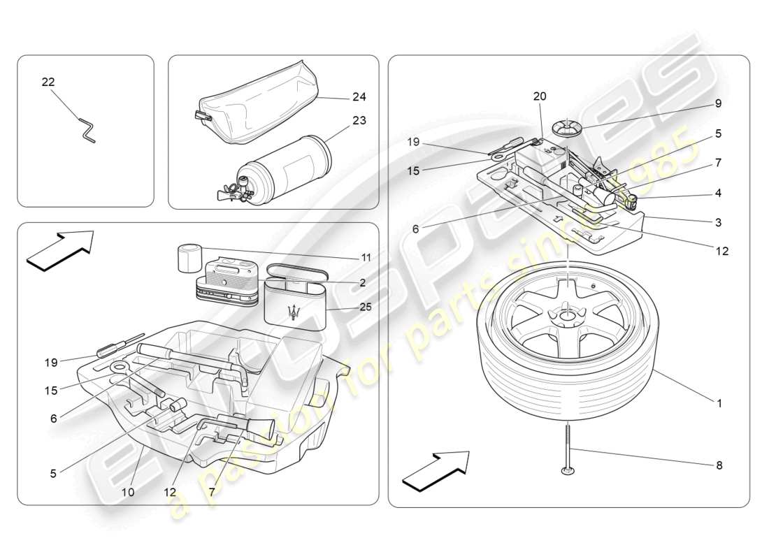 maserati ghibli (2016) standardmässig mitgeliefertes teilediagramm