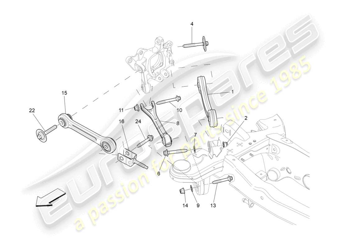 maserati ghibli (2018) hinterradaufhängung teilediagramm