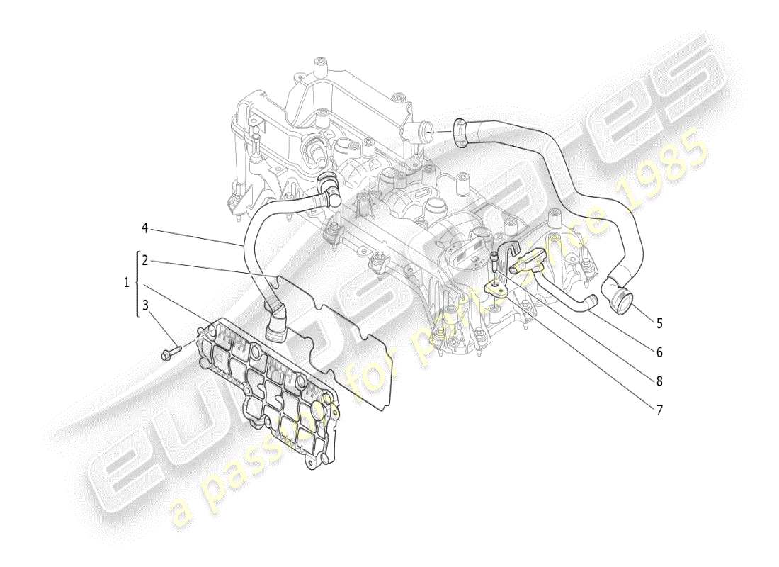 maserati ghibli (2021) öldampf-rückführungssystem - teilediagramm
