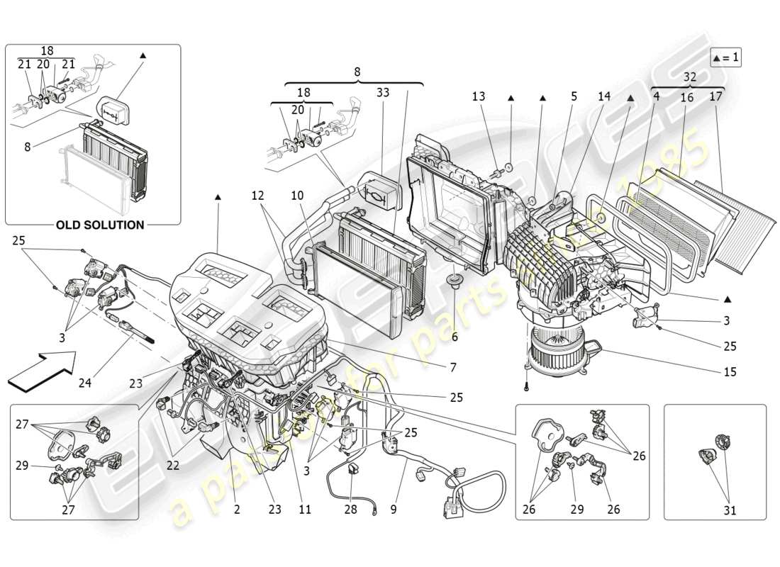 maserati levante (2019) klimaanlage: armaturenbrettgeräte ersatzteildiagramm