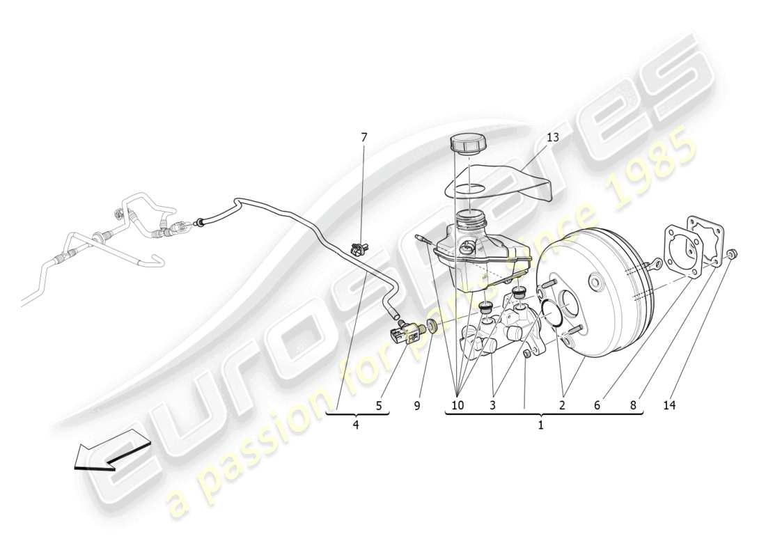 maserati levante (2019) bremsservosystem teilediagramm
