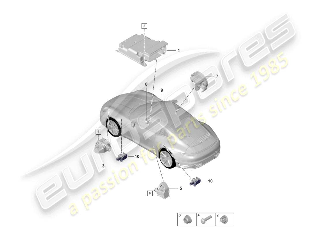 porsche 2024 (992-1) steuergerät für airbag crashsensor für airbag ersatzteilliste