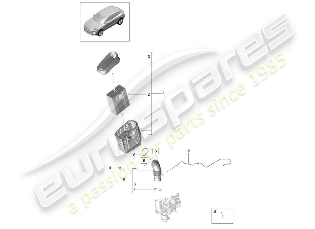 porsche 2021 (macan) luftfilterelement luftfiltergehäuse teilediagramm