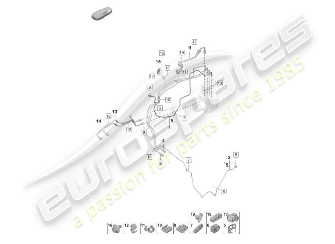 porsche 2020 (taycan 9j1-1) bremsleitung vorne vorderes ende teilediagramm