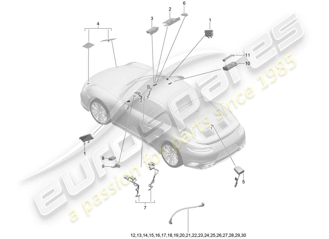 porsche 2018 (991-2 turbo) antenne teilediagramm