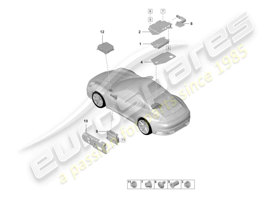 porsche 2021 (992-1) verstärker-teilediagramm