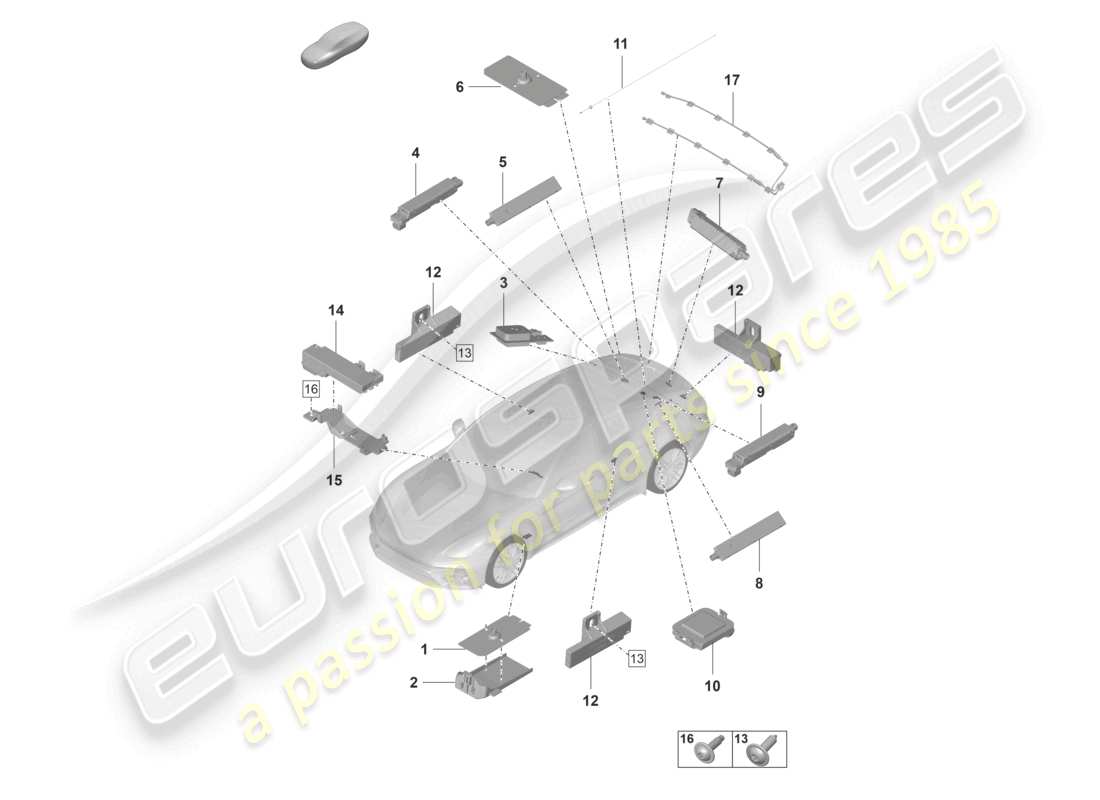 porsche 2021 (panamera 971-2) antenne hinten antennenverstärker antenne für zugang und startberechtigung (kessy) ersatzteilzeichnung
