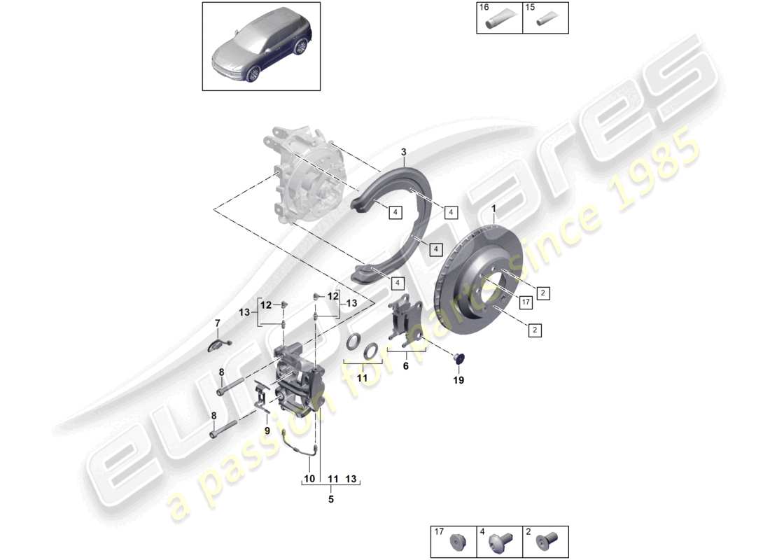 porsche 2021 (cayenne e3 9ya/9yb) scheibenbremse 18 hinterachse d >>- 16.08.2020 tab052631 teilediagramm