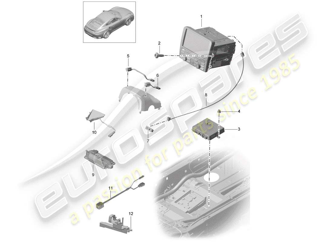 porsche 2018 (991-2 turbo) bedieneinheit teilediagramm