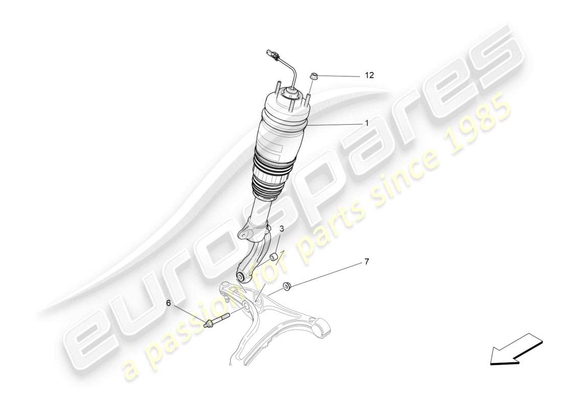 maserati levante (2020) vordere stossdämpfereinrichtungen teilediagramm