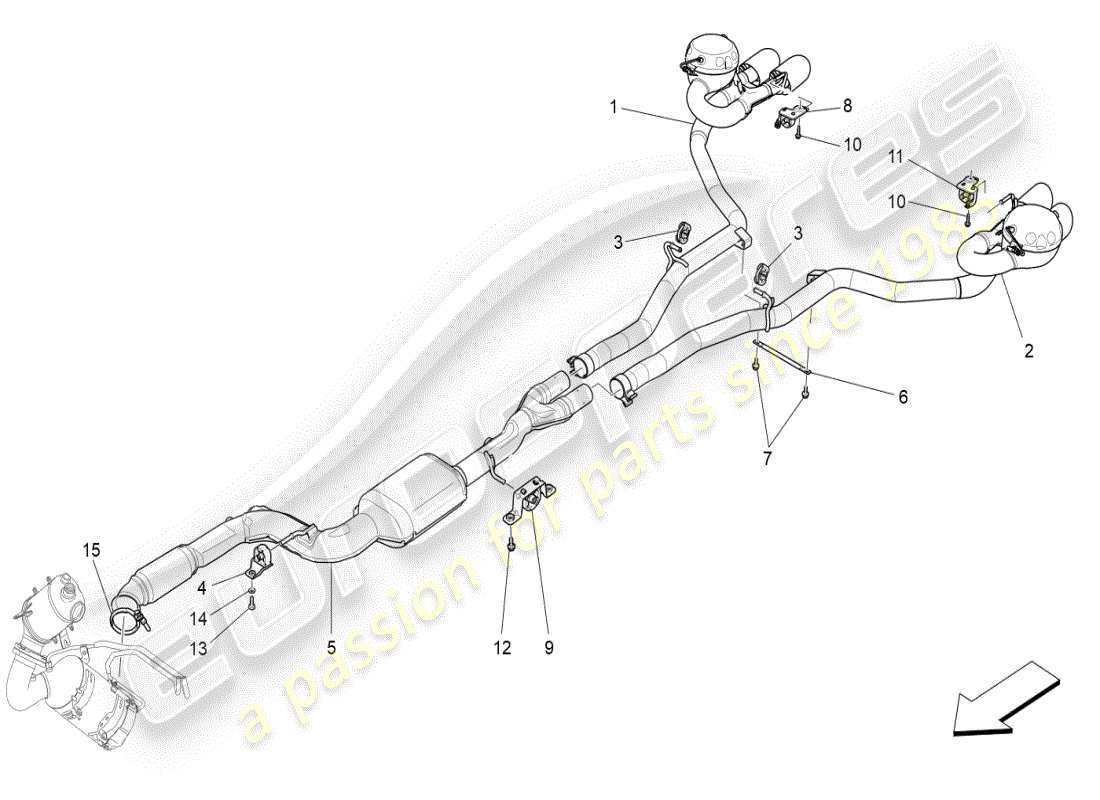 maserati ghibli (2019) schalldämpfer ersatzteildiagramm