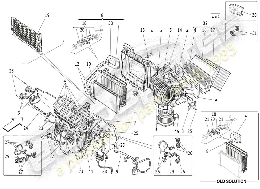 maserati ghibli (2019) klimaanlage: armaturenbrettgeräte ersatzteildiagramm