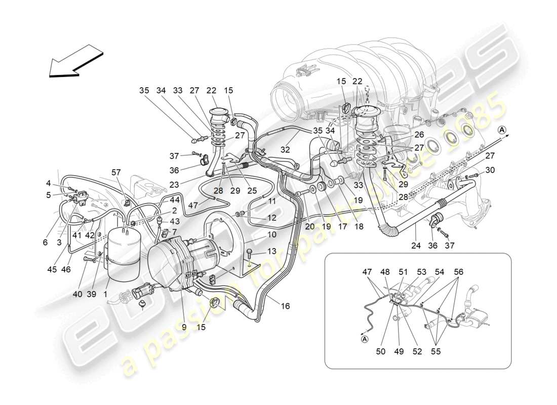 maserati granturismo mc stradale (2011) zusatzluftsystem teilediagramm