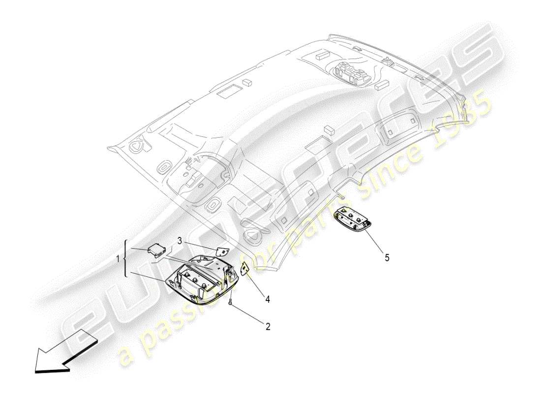 maserati ghibli (2019) interne fahrzeuggeräte teilediagramm