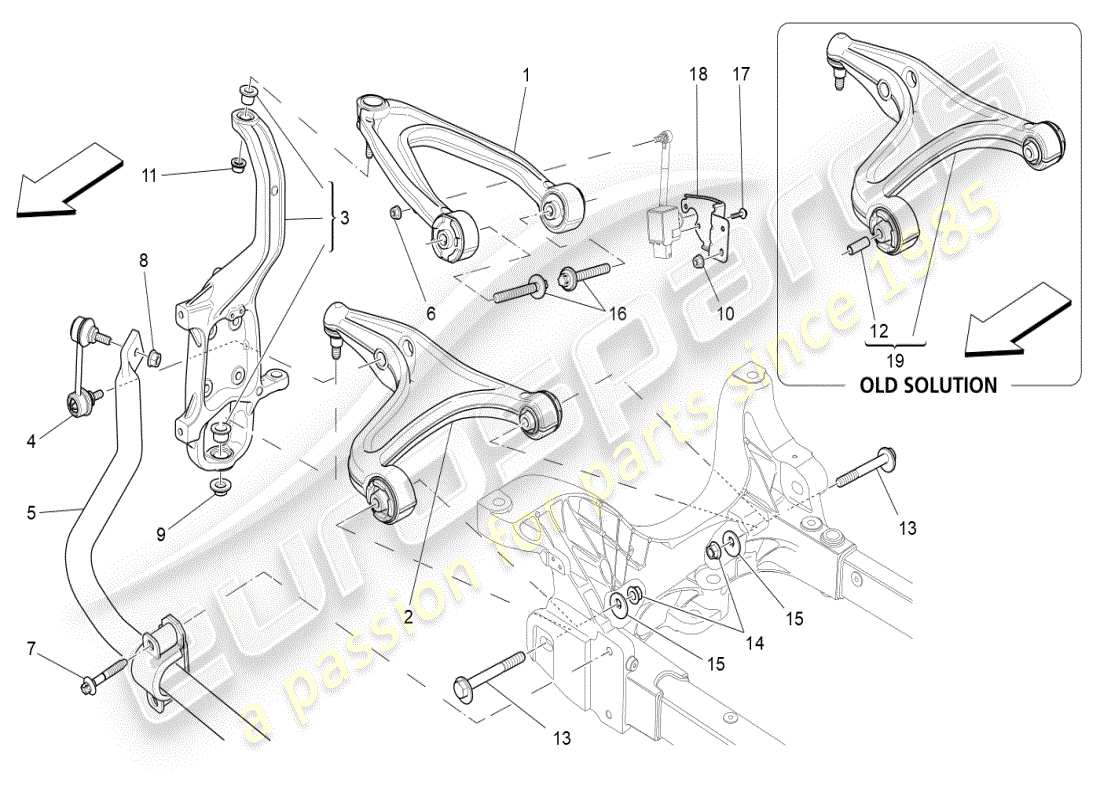 maserati ghibli (2021) vordere aufhängung teilediagramm
