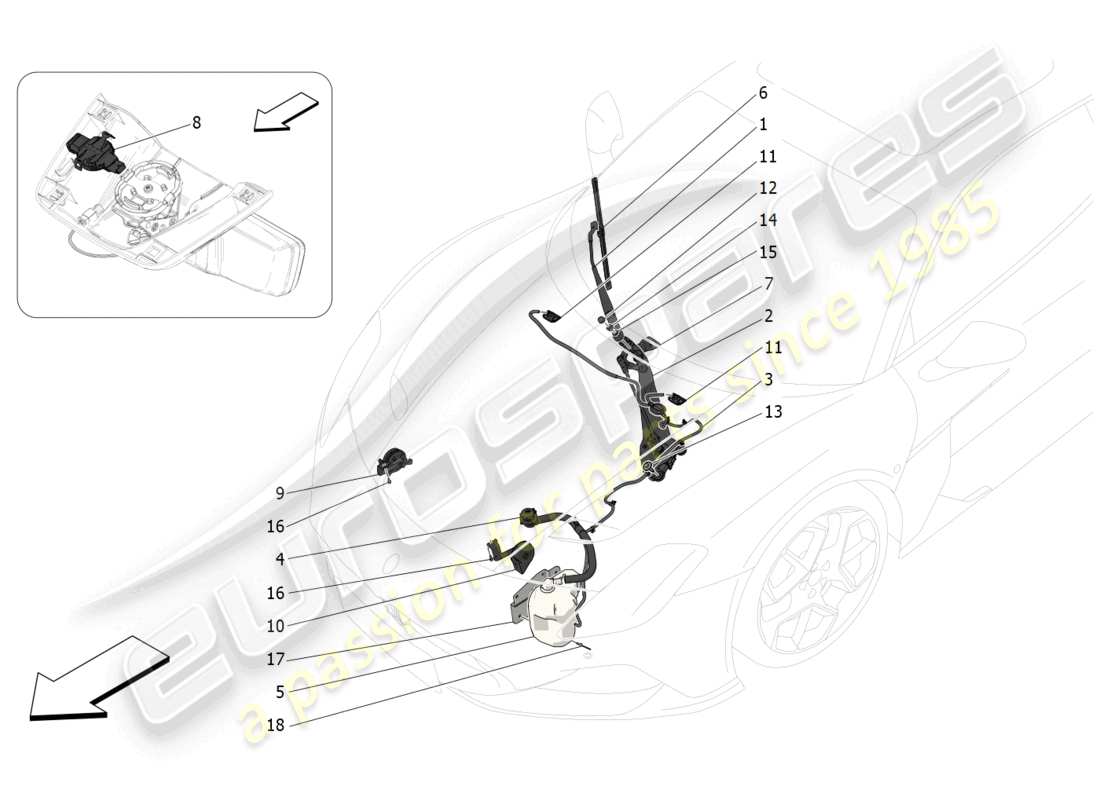 maserati mc20 (2022) externe fahrzeuggeräte teilediagramm