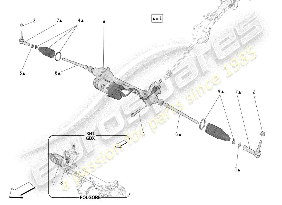 maserati grecale modena (2023) komplette lenkzahnradeinheit ersatzteildiagramm