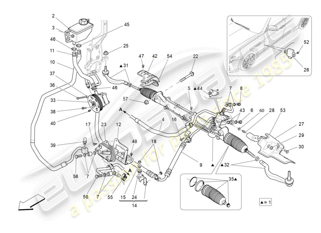 maserati ghibli (2015) komplette lenkzahnradeinheit ersatzteildiagramm