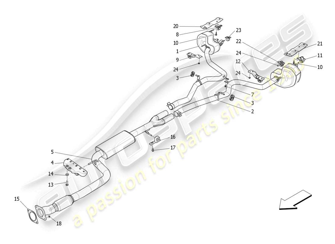 maserati levante gt (2022) schalldämpfer ersatzteildiagramm