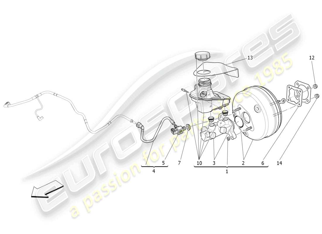maserati ghibli (2018) bremsservosystem teilediagramm