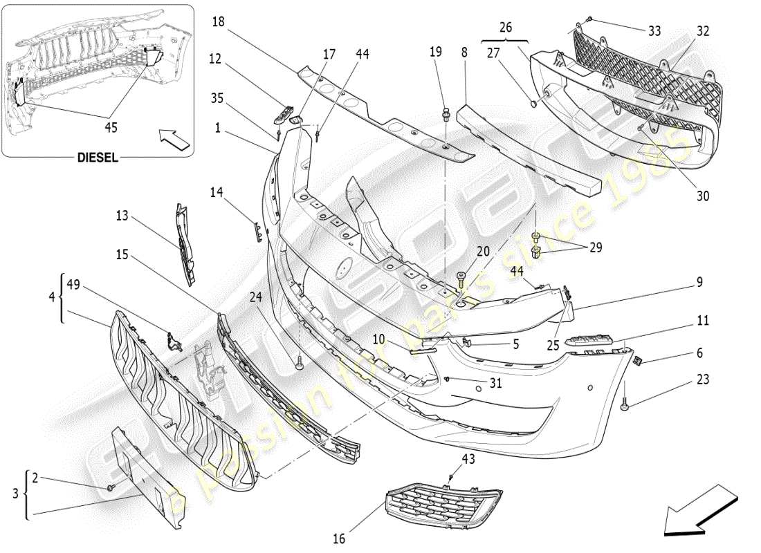 eine teilezeichnung aus dem maserati ghibli (2017 onwards) teilekatalog