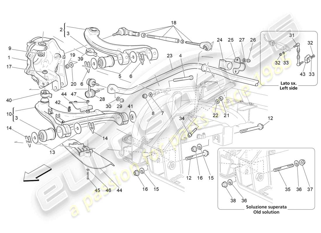 ein teilediagramm aus dem maserati grancabrio-teilekatalog