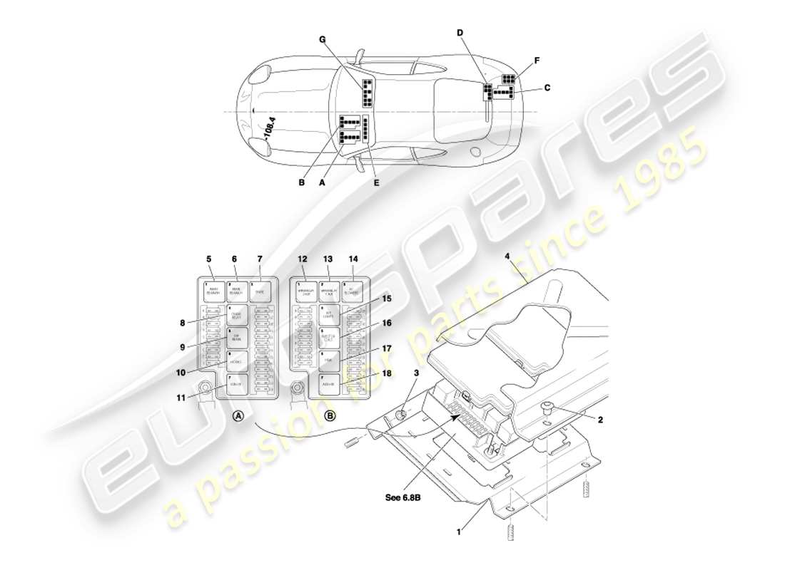 eine teilezeichnung aus dem aston martin db7 vantage (2002) teilekatalog