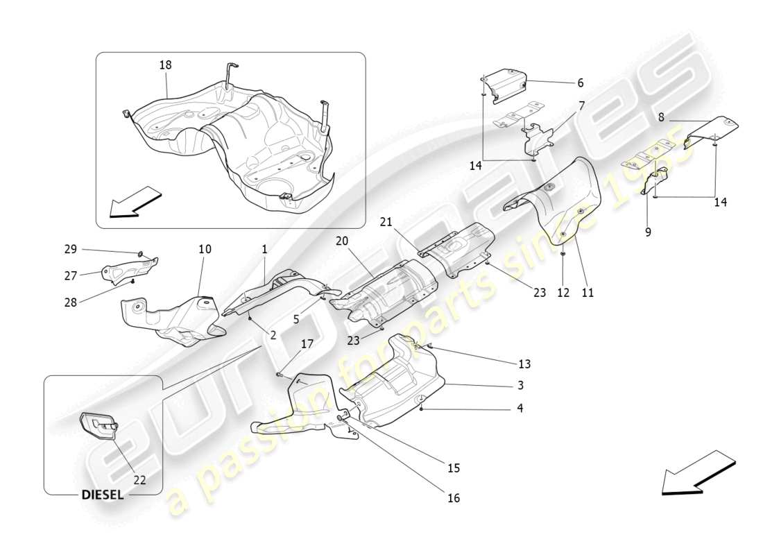 eine teilezeichnung aus dem maserati levante (2019) teilekatalog